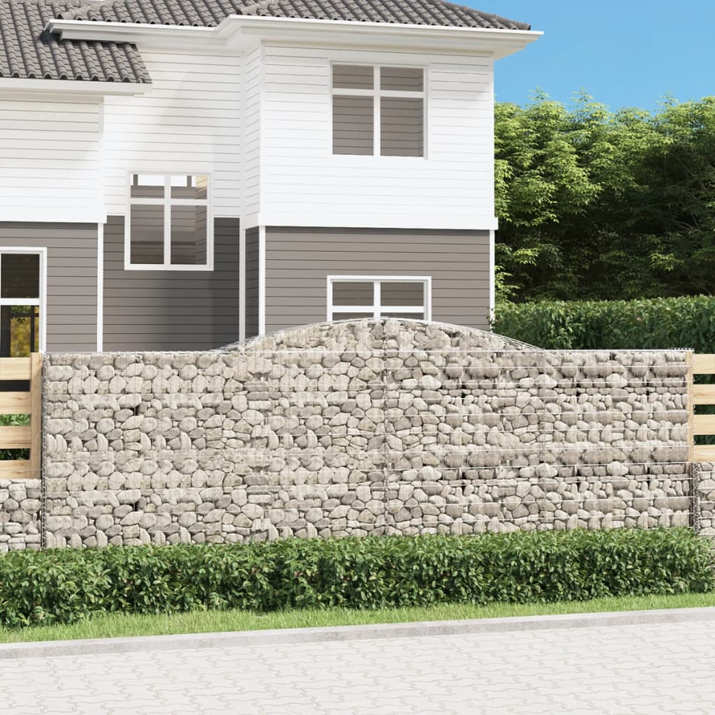 vidaXL Gabionenkorb mit Rundbogen 400x50x140/160 cm Fer Galvanisé