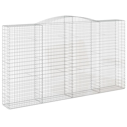 vidaXL Gabione mit Hochbogen 400x50x220/240 cm Verzinktes Eisen