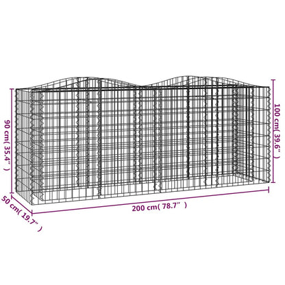 vidaXL Gabionen-Hochbeet mit Hochbogen 200x50x100 cm Verzinktes Eisen