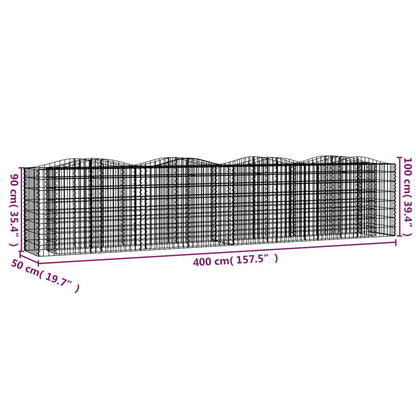 vidaXL Gabionen-Hochbeet mit Hochbogen 400x50x100 cm Verzinktes Eisen