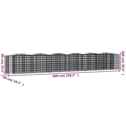 vidaXL Carré potager en gabions avec arche haute 600x50x100 cm Fer galvanisé