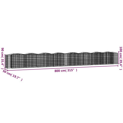 vidaXL Carré potager en gabion avec arceau 800x50x100 cm Fer galvanisé