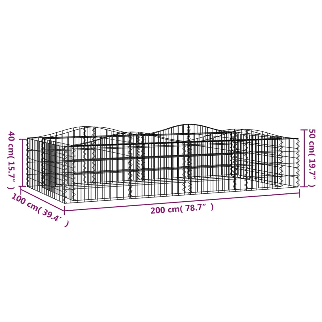 vidaXL Gabionen-Hochbeet mit Hochbogen 200x100x50 cm Verzinktes Eisen