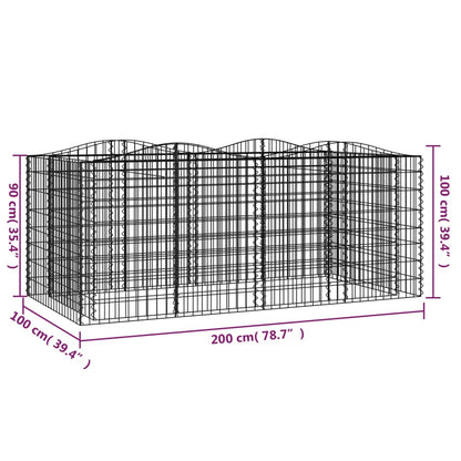 vidaXL Carré potager en gabions avec arche 200x100x100 cm Fer galvanisé