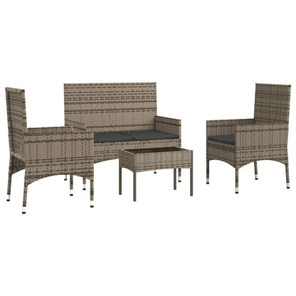 vidaXL Salon de jardin 4 pcs avec coussins Gris Résine tressée