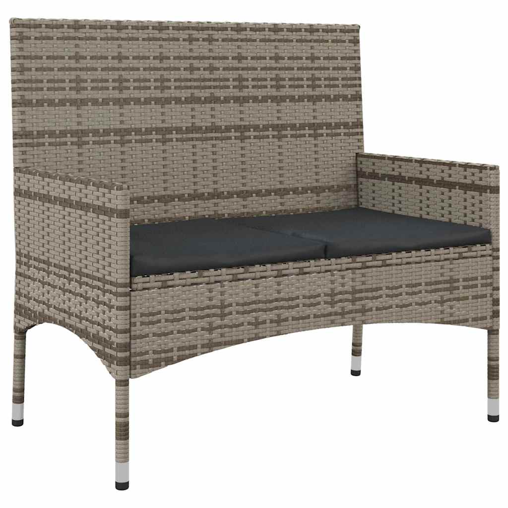 vidaXL Salon de jardin 4 pcs avec coussins Gris Résine tressée