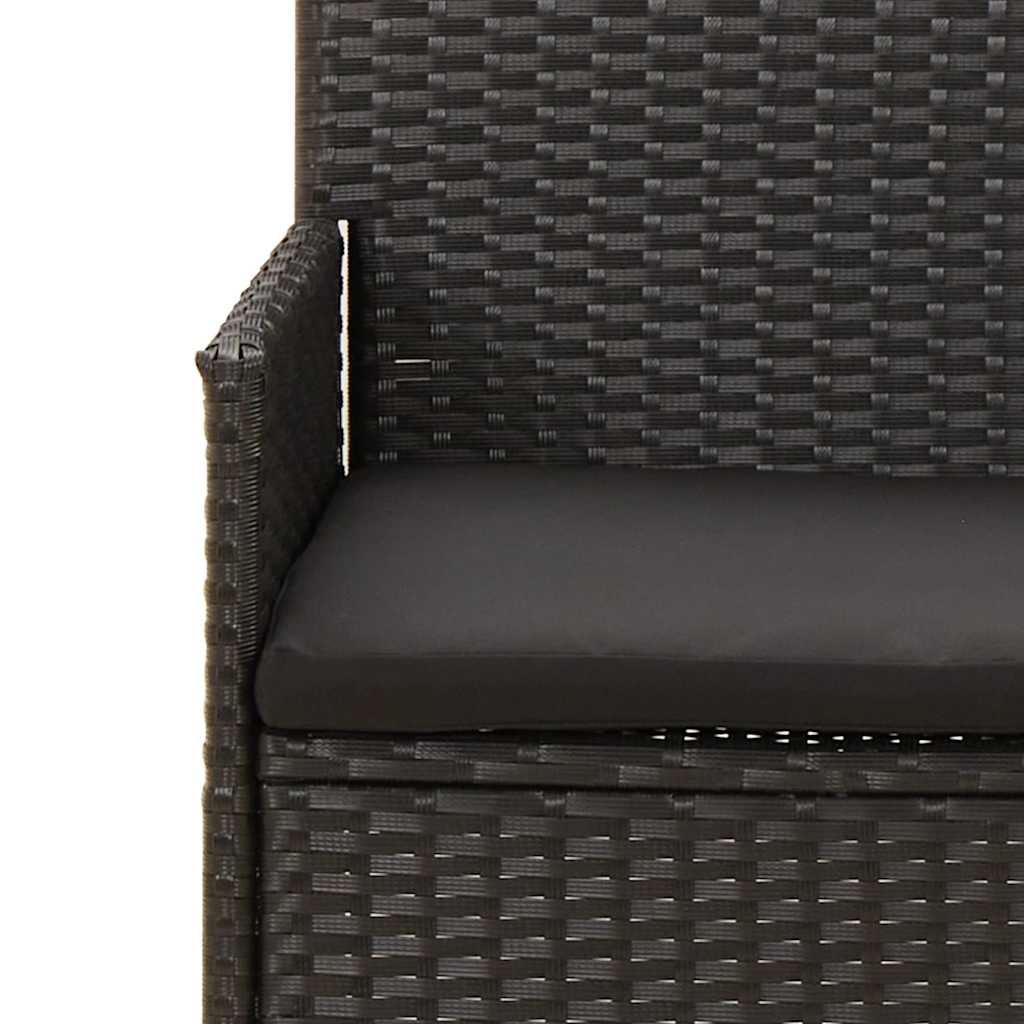 vidaXL Salon de jardin 4 pcs avec coussins Noir Résine tressée