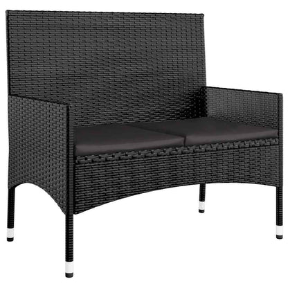 vidaXL Salon de jardin 4 pcs avec coussins Noir Résine tressée