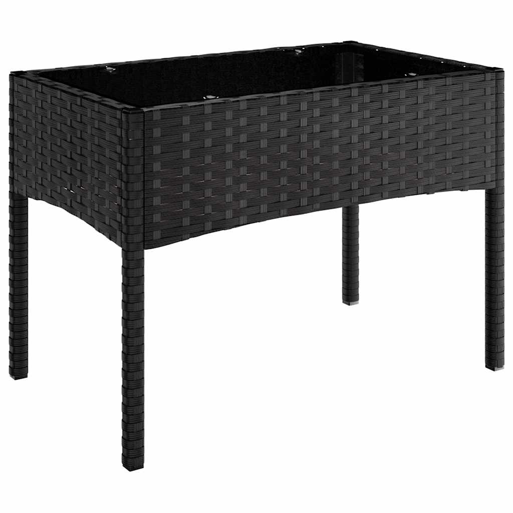 vidaXL Salon de jardin 4 pcs avec coussins Noir Résine tressée
