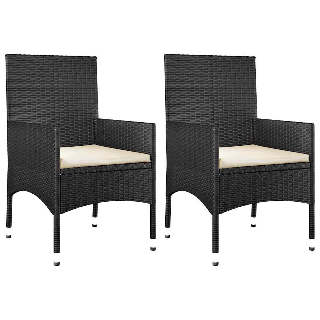 vidaXL Salon de jardin 4 pcs avec coussins Noir Résine tressée