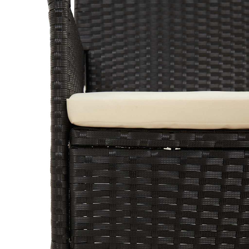 vidaXL Salon de jardin 4 pcs avec coussins Noir Résine tressée