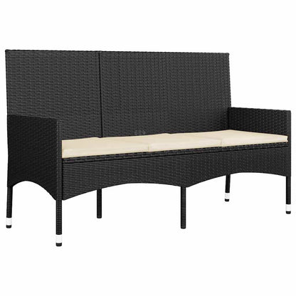 vidaXL Salon de jardin 4 pcs avec coussins Noir Résine tressée
