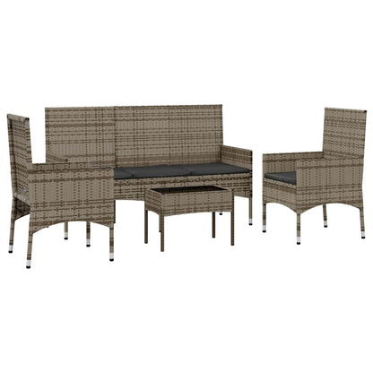 vidaXL Salon de jardin 4 pcs avec coussins Gris Résine tressée