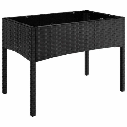 vidaXL Salon de jardin 4 pcs avec coussins Noir Résine tressée