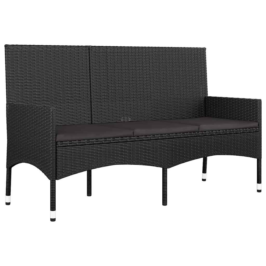 vidaXL Salon de jardin 4 pcs avec coussins Noir Résine tressée
