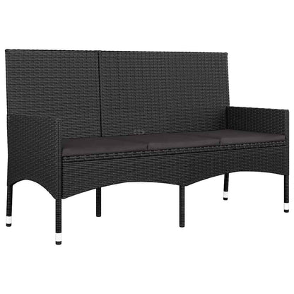 vidaXL Salon de jardin 4 pcs avec coussins Noir Résine tressée