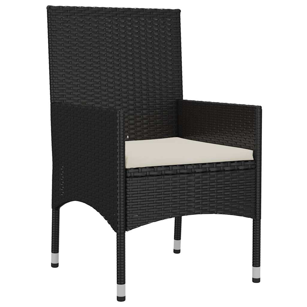 vidaXL Salon de jardin 4 pcs avec coussins Noir Résine tressée