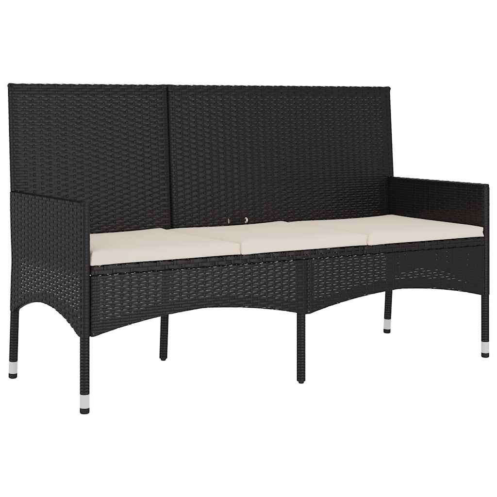 vidaXL Salon de jardin 4 pcs avec coussins Noir Résine tressée