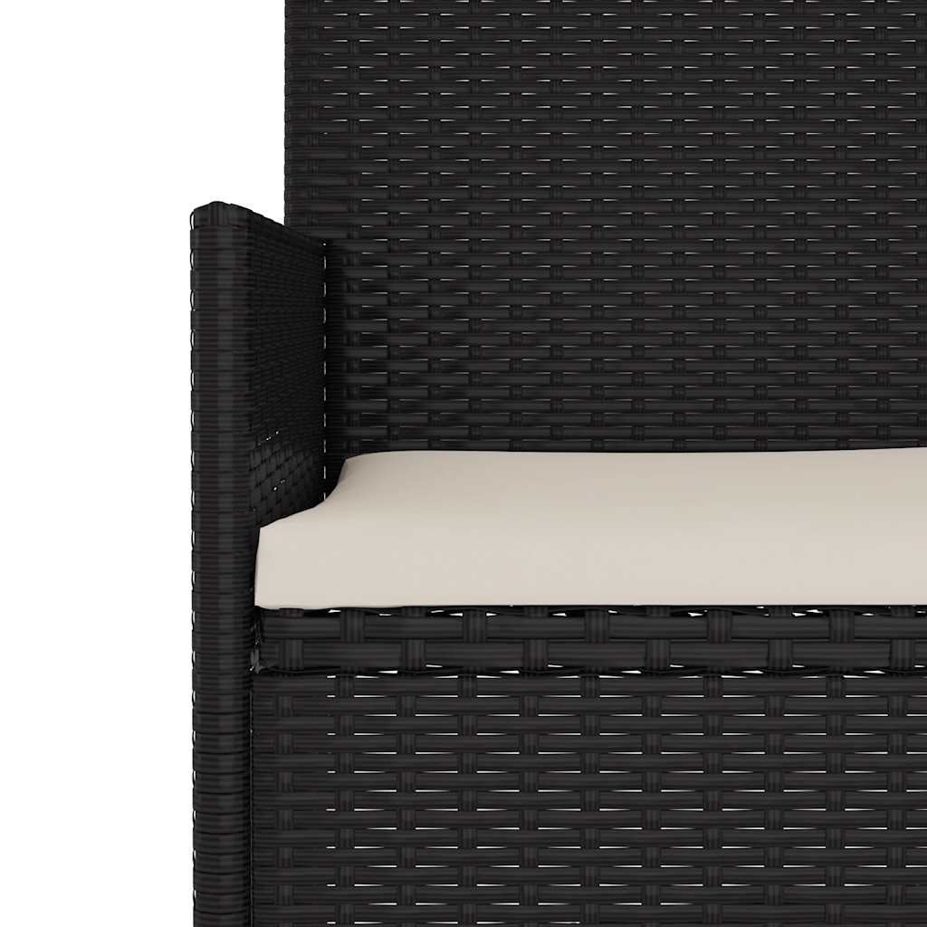 vidaXL Salon de jardin 4 pcs avec coussins Noir Résine tressée