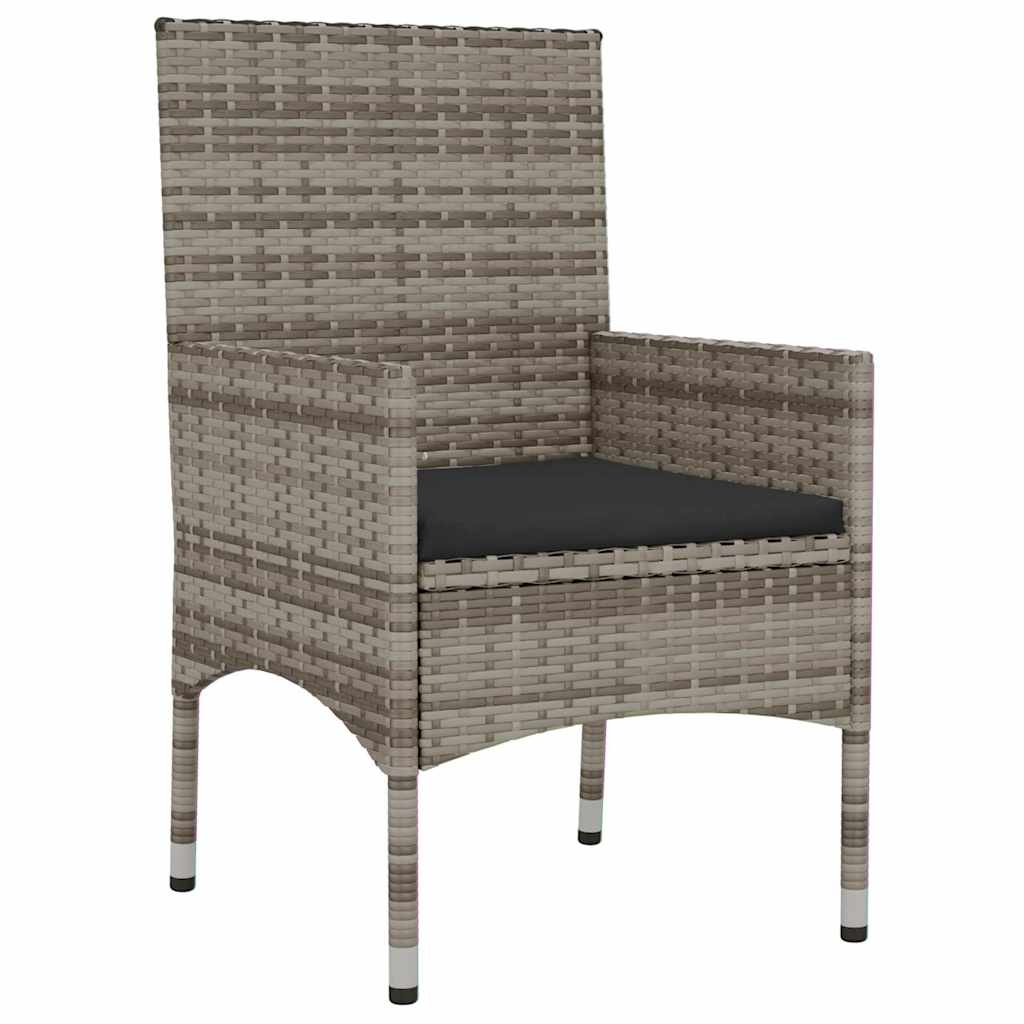 vidaXL 4-tlg. Garten-Lounge-Set mit Kissen Grau Poly Rattan