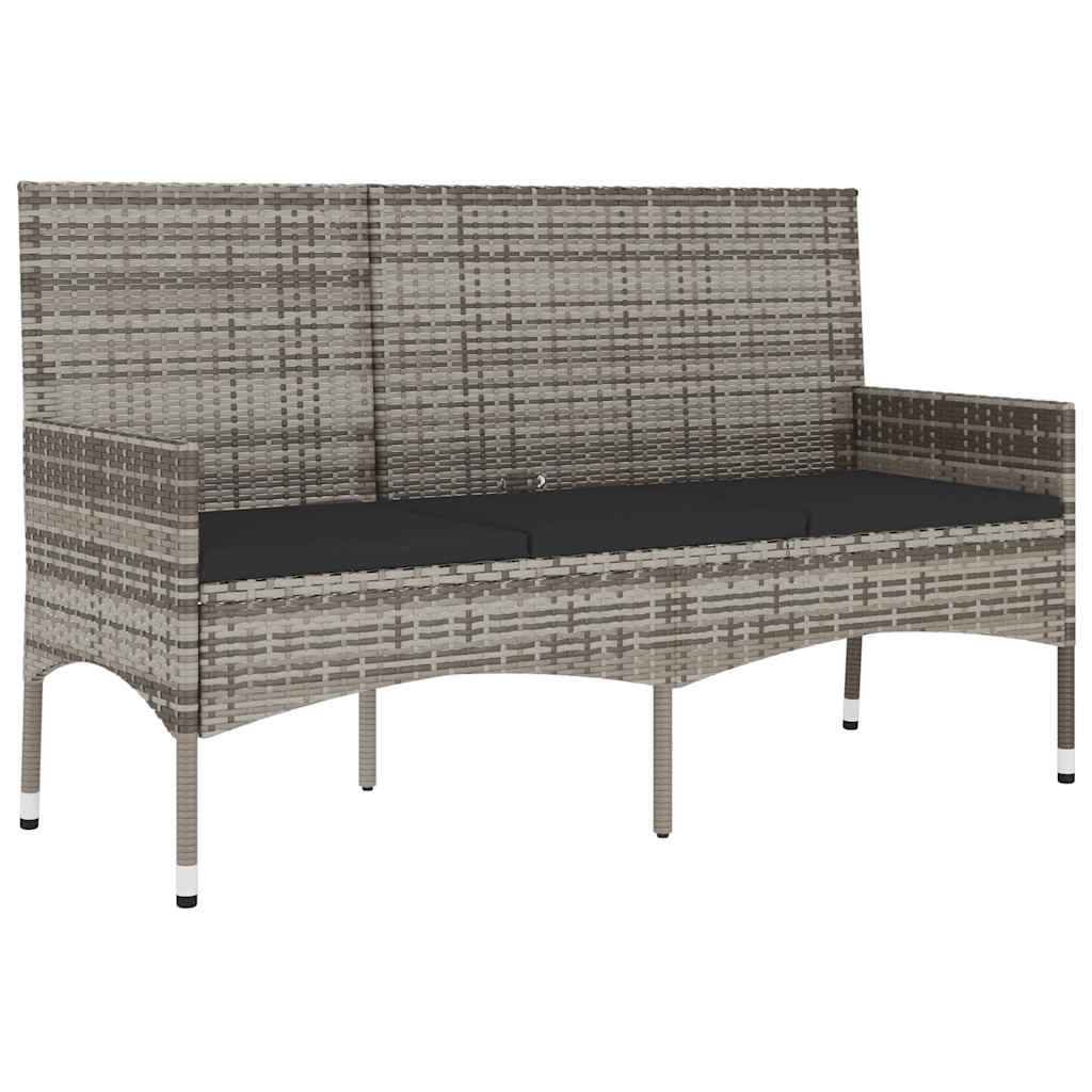 vidaXL 4-tlg. Garten-Lounge-Set mit Kissen Grau Poly Rattan