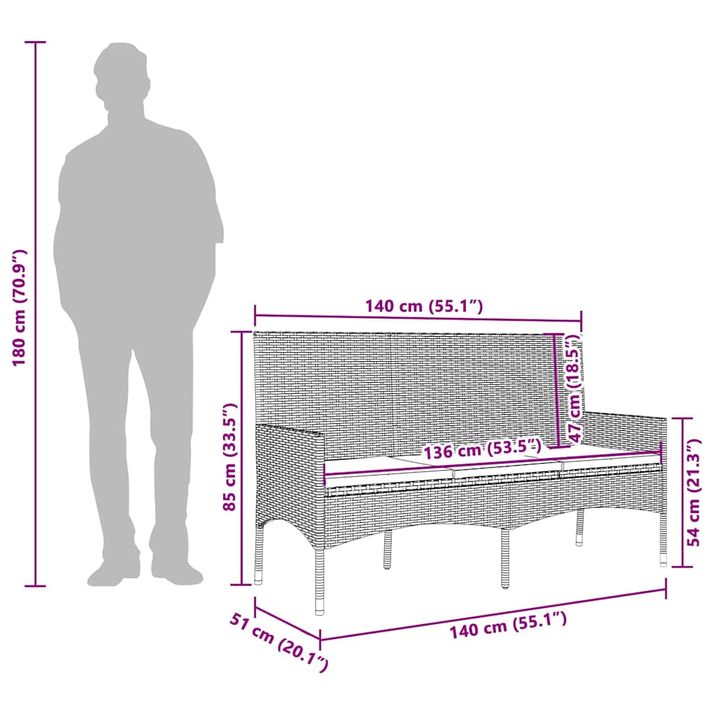 vidaXL Salon de jardin 4 pcs avec coussins Noir Résine tressée