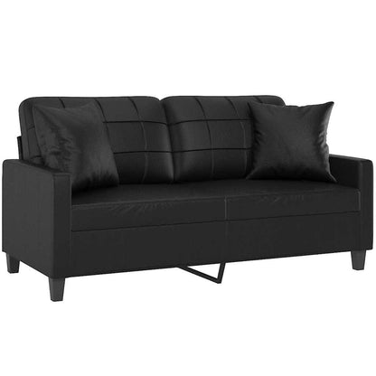 vidaXL 2-Sitzer-Sofa mit Kissen Schwarz 140 cm Kunstleder