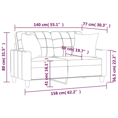 vidaXL 2-Sitzer-Sofa mit Kissen Schwarz 140 cm Kunstleder