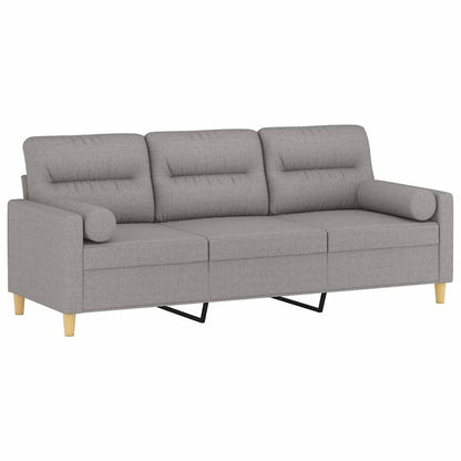 vidaXL 3-Sitzer-Sofa mit Kissen Hellgrau 180 cm Stoff