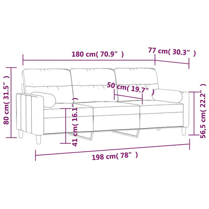 vidaXL 3-Sitzer-Sofa mit Kissen Hellgrau 180 cm Stoff