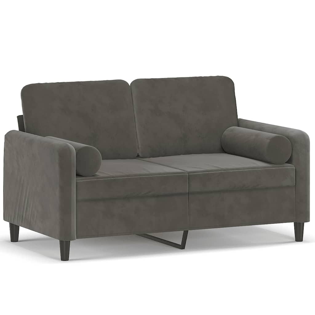 vidaXL 2-Sitzer-Sofa mit Kissen Dunkelgrau 120 cm Samt