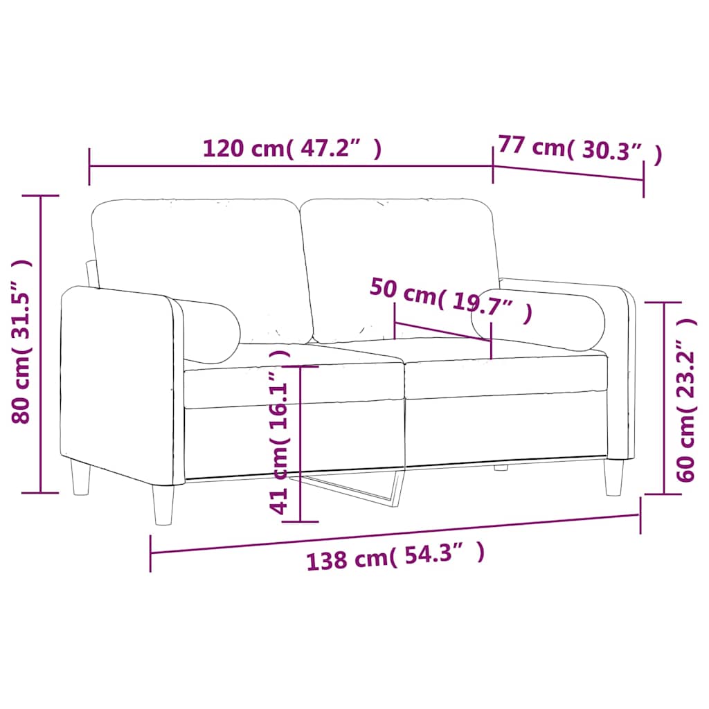 vidaXL 2-Sitzer-Sofa mit Kissen Dunkelgrau 120 cm Samt