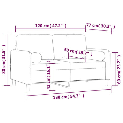 vidaXL 2-Sitzer-Sofa mit Kissen Dunkelgrau 120 cm Samt