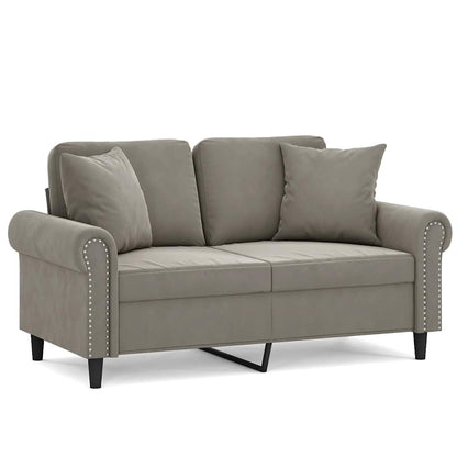 vidaXL Canapé 2 places avec coussins Gris clair 120 cm Velours