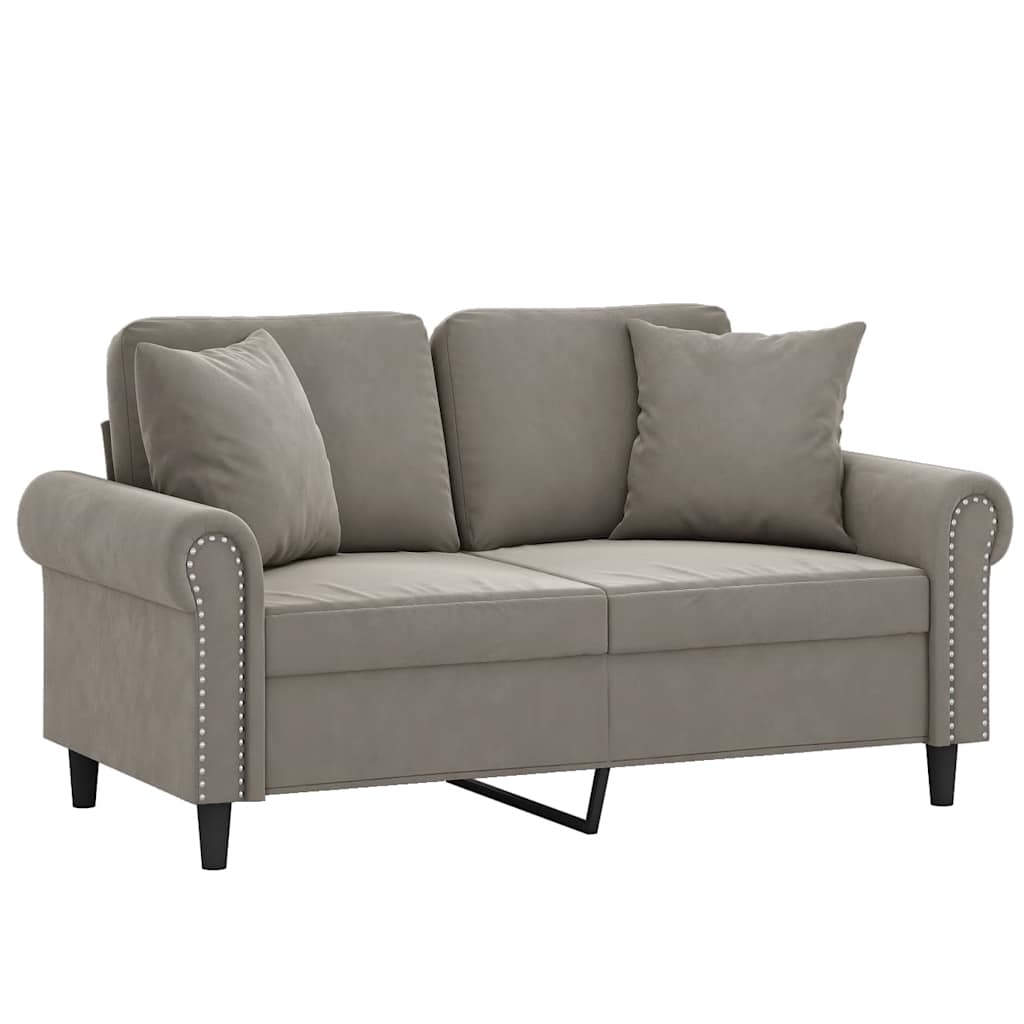 vidaXL Canapé 2 places avec coussins Gris clair 120 cm Velours