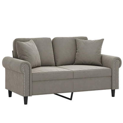 vidaXL Canapé 2 places avec coussins Gris clair 120 cm Velours