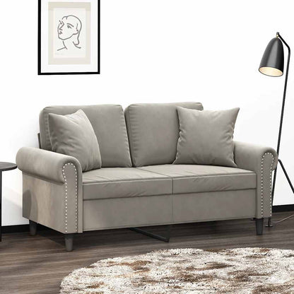 vidaXL Canapé 2 places avec coussins Gris clair 120 cm Velours