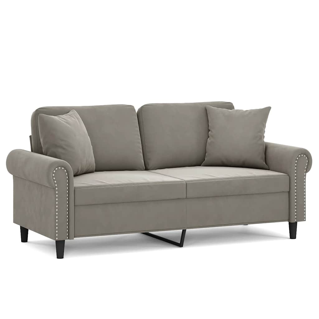vidaXL 2-Sitzer-Sofa mit Kissen Hellgrau 140 cm Samt