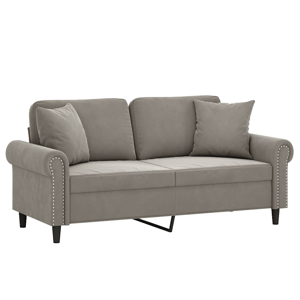 vidaXL 2-Sitzer-Sofa mit Kissen Hellgrau 140 cm Samt