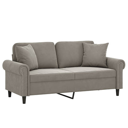 vidaXL 2-Sitzer-Sofa mit Kissen Hellgrau 140 cm Samt
