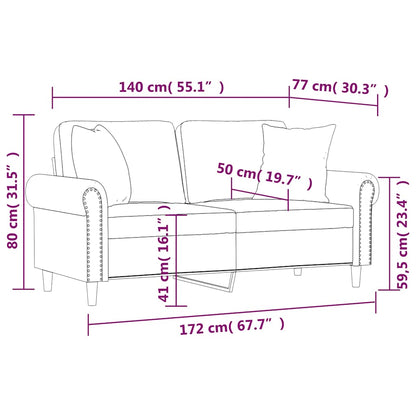 vidaXL 2-Sitzer-Sofa mit Kissen Hellgrau 140 cm Samt