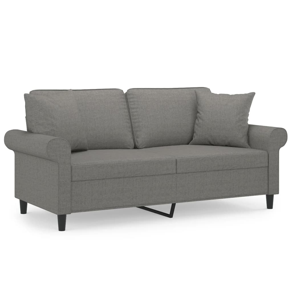 vidaXL 2-Sitzer-Sofa mit Kissen Dunkelgrau 140 cm Stoff