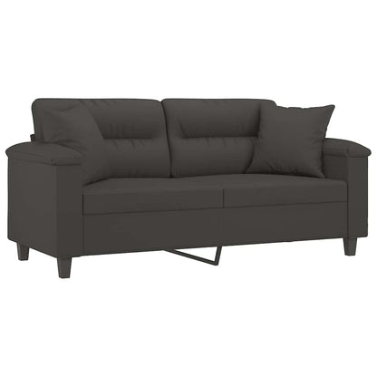 vidaXL 2-Sitzer-Sofa mit Kissen Dunkelgrau 140 cm Mikrofasergewebe