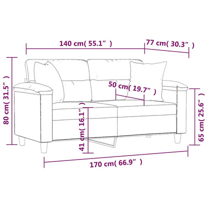 vidaXL 2-Sitzer-Sofa mit Kissen Dunkelgrau 140 cm Mikrofasergewebe