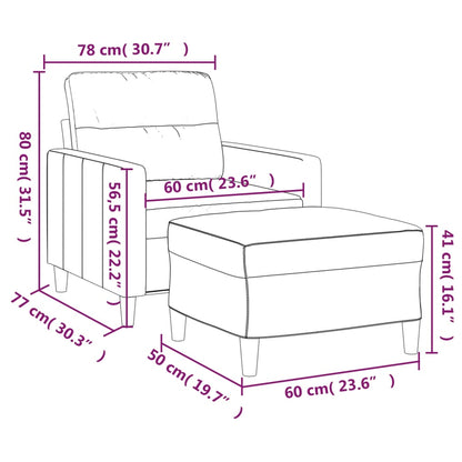 vidaXL Sessel mit Hocker Dunkelgrau 60 cm Stoff