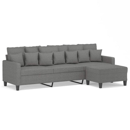 vidaXL 3-Sitzer-Sofa mit Hocker Dunkelgrau 210 cm Stoff