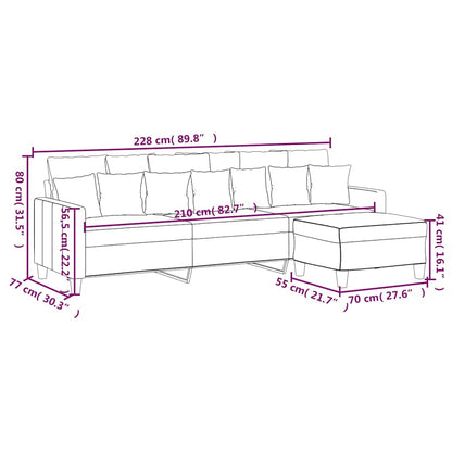 vidaXL 3-Sitzer-Sofa mit Hocker Dunkelgrau 210 cm Stoff