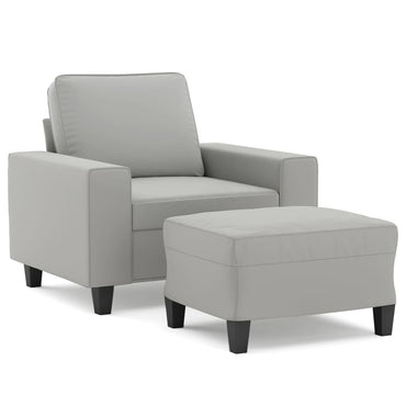 vidaXL Sessel mit Hocker Hellgrau 60 cm Mikrofasergewebe