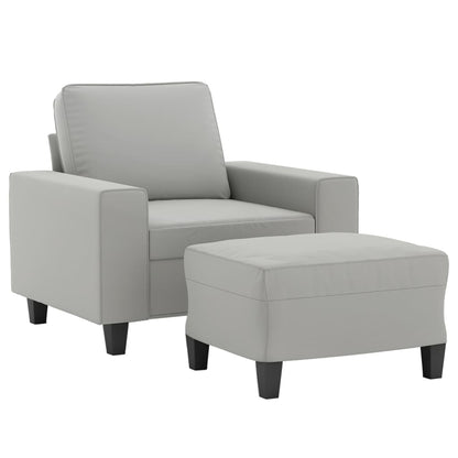 vidaXL Sessel mit Hocker Hellgrau 60 cm Mikrofasergewebe