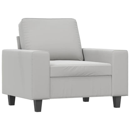 vidaXL Sessel mit Hocker Hellgrau 60 cm Mikrofasergewebe